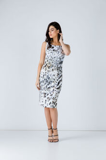 Ritsdetail jurk met dierenprint - EU 40 / UK 12