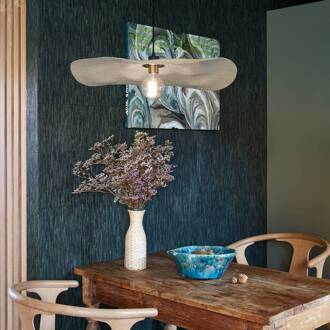 Rivage M hanglamp 1-laags, Ø 68 cm naturel, zwart, geborsteld messing