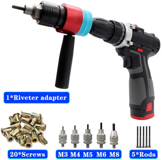Rivet Nut Gun Adapter for Cordless Drill Automatic Insert Threaded Rivnut Nut Riveting Tool Set M3 M4 M5 M6 M8 Rivet Tool