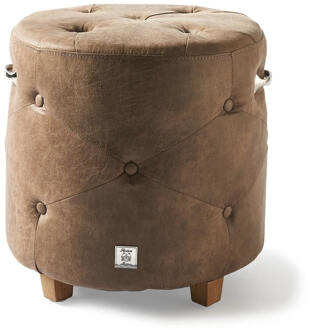 Riviera Maison Bowery Footstool Pellini Coffee - 46.0x48.0x48.0 cm Bruin