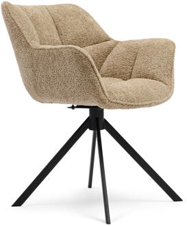 Riviera Maison Draaibare Eetkamerstoel 'Carnaby' Chenille, kleur Soft Walnut