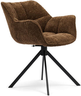 Riviera Maison Draaibare Eetkamerstoel 'Carnaby' Chenille, kleur Umber Brown