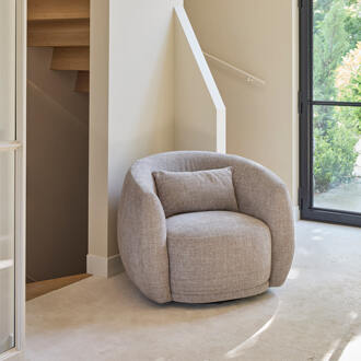 Riviera Maison Draaifauteuil 'Leonardo' Chenille Jacquard, kleur Bright Taupe