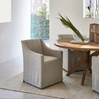 Riviera Maison Eetkamerstoel 'Firenze' Met hoes, Mouline Linnen, kleur Fabulous Flax