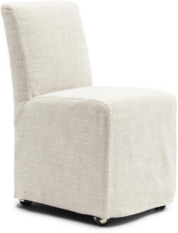 Riviera Maison Eetkamerstoel 'Firenze' Op wielen, Rich Tweed, kleur Antique White