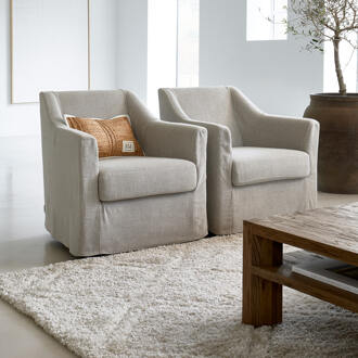 Riviera Maison Fauteuil 'Huntington' Met hoes, Mouline Linnen, kleur Fabulous Flax