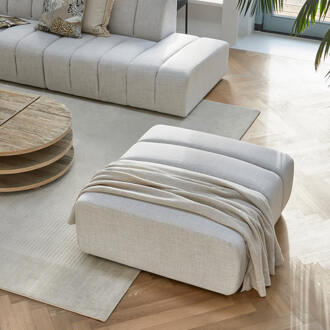 Riviera Maison Hocker 'Dazzle' Rich Tweed, kleur Antiek Wit