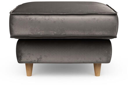 Riviera Maison Hocker 'Kendall' Velvet, kleur Grimaldi Grey