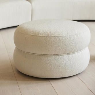 Riviera Maison Hocker 'San Remo' Bouclé, kleur Simply White