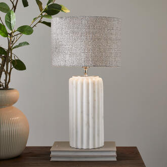 Riviera Maison Lampenkap 'Baker' Linnen, 20cm hoog Zwart / Wit - 20 cm