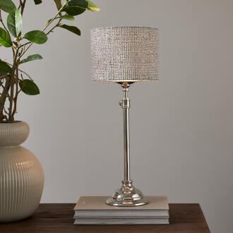 Riviera Maison Lampenkap 'Baker' Linnen, 20cm Zwart / Wit - 20 cm