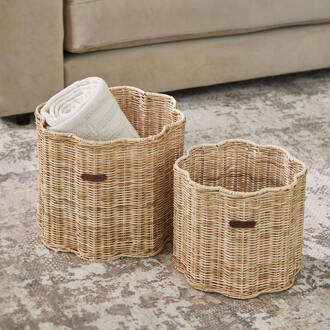 Riviera Maison Mand 'Rustic Rattan Blossom' Rattan Pitriet, Set van 2 stuks Naturel