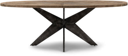 Riviera Maison Ovale Eettafel 'Falcon Crest' Eikenhout, 230 x 105cm Black - 230 x 105 cm