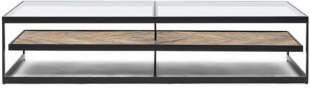 Riviera Maison Salontafel 'Graydon' Essenhout en Glas, 180 x 80cm Black - 180 x 80 cm