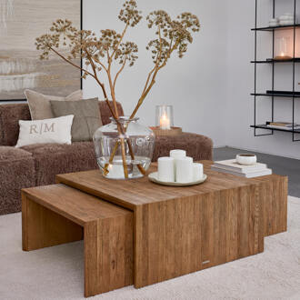 Riviera Maison Salontafel 'Sant Mateu' Eikenhout, Set van 3 stuks