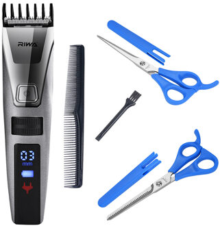 Riwa Elektrische Oplaadbare Tondeuse Cutter mannen Tondeuse Kapsel + 2Pcs Schaar Snijden Shear Dunner Trim Accessoire