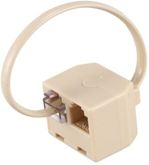 RJ11 6P4C 2 Way Outlet Telefoon Jack Line Splitter Adapter Beige
