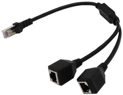 RJ45 Netwerk Splitter Adapter Kabel 1 Male Naar 2 Vrouwelijke Socket Poort Lan Ethernet Netwerk Splitter Y Adapter Kabel zwart
