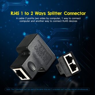 RJ45 Splitter Adapter Connector 1 to 2 Female Ports for CAT 5/CAT 6/CAT 7 LAN Ethernet Cables Socket Splitter Hub PC Laptop Router Contact Modular Plug