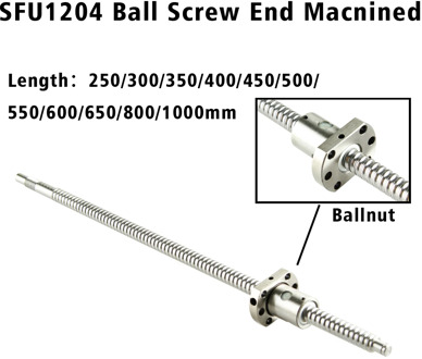 RM1204 Ballscrew SFU1204 250mm 300 350 400 500 550 650 800 1000 1500 mm End Machine Ball Screw & Single Flange BallNut for CNC