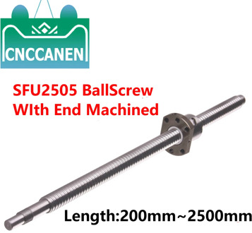 RM2505 BallScrew SFU2505-300 1000 1500 2000 2500mm ball screw C7 With Flange Single Ball Nut BK/BF20 End Machined For CNC Parts