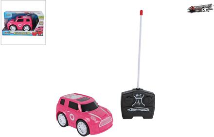 Roadstar RC auto 27MHZ roze 13,5cm rood