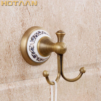 Robe Hook, Kleding Haak, Messing & Keramische Constructie Met Antiek Messing Afwerking, Badkamer Haak, YT-11502
