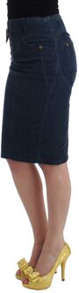 Roberto Cavalli Cavalli Vrouwen Blauwe corduroy kokerrok Zwart - S