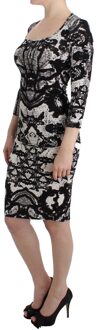 Roberto Cavalli Cavalli Zwarte Bedrukte Sheath Jurk Veelkleurig