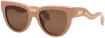 Roberto Cavalli Dames zonnebril vierkant roze glanzend Roberto Cavalli , Pink , Dames - 53 MM
