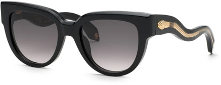 Roberto Cavalli Dames zonnebril vierkant zwart glanzend Roberto Cavalli , Black , Dames - 53 MM