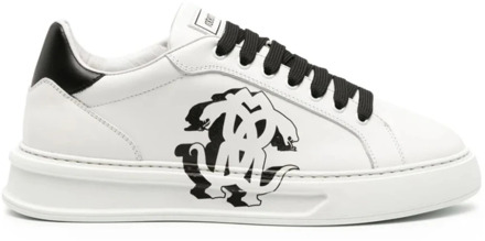 Roberto Cavalli Witte Leren Sneakers voor Mannen Roberto Cavalli , White , Heren - 44 Eu,45 Eu,46 EU