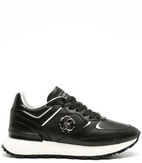 Roberto Cavalli Zwarte Leren Casual Sneakers voor Mannen Roberto Cavalli , Black , Heren - 45 Eu,44 Eu,43 Eu,46 EU