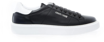 Roberto Cavalli Zwarte Leren Sneakers met Vetersluiting Roberto Cavalli , Black , Heren - 44 Eu,42 EU