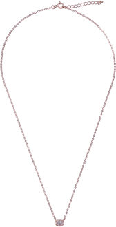 'Robin' Dames 925 Sterling Zilveren Halsketting - Roze ZK-7434 - maat Rosé