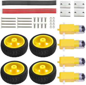 Robot Plastic Tire Wheel with DC 3-6V Gear Motor 1/2/1 SET for Arduino