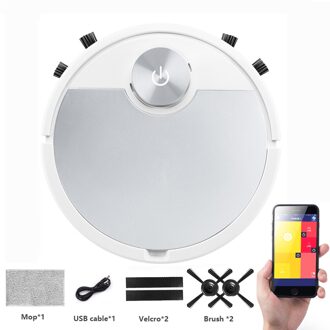 Robot Stofzuiger Draadloze Schoonmaken Nat En Droog Voor Thuis 3 In 1 Smart Huishoudelijke Apparaten Mop Cleaning Floor Vacuüm cleaner zilver APP