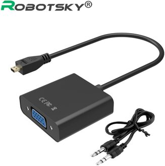 Robotsky 1080P Micro Hdmi Naar Vga Audio Converter Adapter Kabel Man-vrouw Voor Hd Hdtv Pc Laptop Xbox PS3 PS4 Camera Tablet