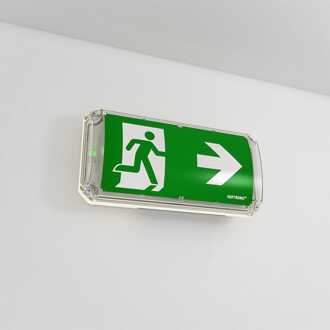 Robus - LED Noodverlichting met Accu - IK10 Bulkhead - IP66 waterdicht - 4,2 Watt 300 Lumen - 3 uur Noodaccu - Incl. pictogram voor vluchtwegaanduiding - Autotest functie Wit/Groen