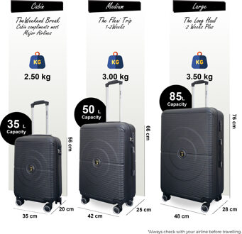 Robuuste ABS harde schaal zwarte 8 wielen bagage reiskoffer - M