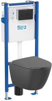 Roca Nest Inbouwtoilet Set Met Randloze Toiletpot - Zwart Mat