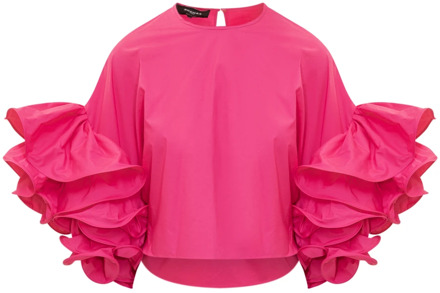 Rochas Elegant Ruffled Sleeve Blouse Rochas , Pink , Dames - Xs,2Xs
