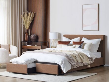 ROCHELLE Bed met opberger Bruin 180x200