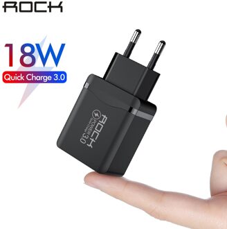 Rock 18W Quick Charge 3.0 Usb Charger Qc 3.0 Snel Opladen Draagbare Mobiele Telefoon Oplader Voor Iphone Xiaomi Samsung
