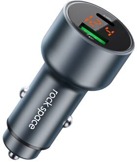 Rock 45W Snelle Pd Autolader Voor Iphone 12 Pro Max Digitale Display Type C Quick Lading Autolader voor Xiaomi Mi Samsung Huawei