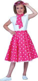 Rock and roll rok kind met sjaaltje roze/wit