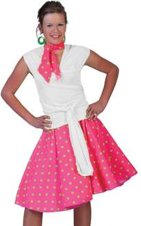 Rock and Roll rok met sjaaltje roze/groen