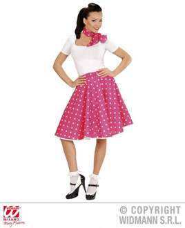 Rock and Roll rok met sjaaltje roze/wit