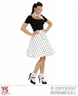 Rock and Roll rok met sjaaltje wit/zwart Wit - Transparant