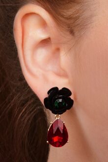 Rock And Rose Teardrop oorbellen in rood en zwart Zwart/Rood